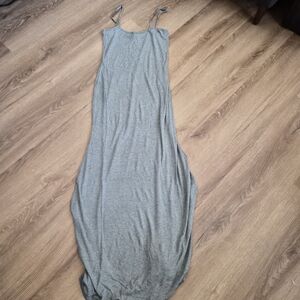 NWT Skims Gray Ribbed Maxi Slip Dress with Spaghetti Straps 3XL